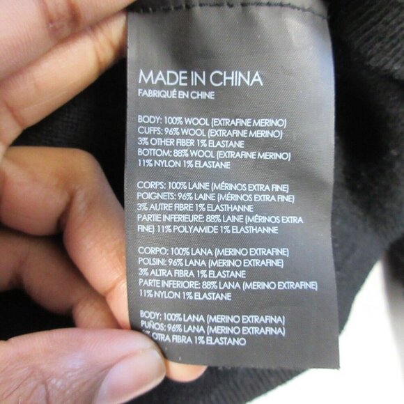 Club Monaco Merino Wool Crewneck Sweater Women S Black Pullover Knit Luxury 248 - Picture 3 of 9